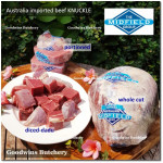 Beef KNUCKLE frozen daging rendang Australia OAKEY whole cut +/- 6kg (price/kg)